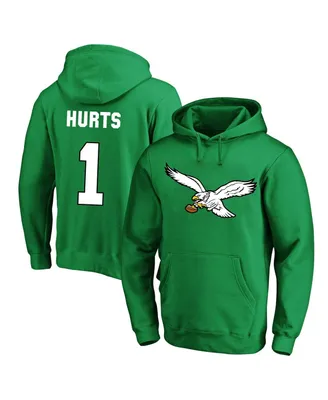 Men's Fanatics Jalen Hurts Kelly Green Philadelphia Eagles Big and Tall Fleece Name Number Pullover Hoodie