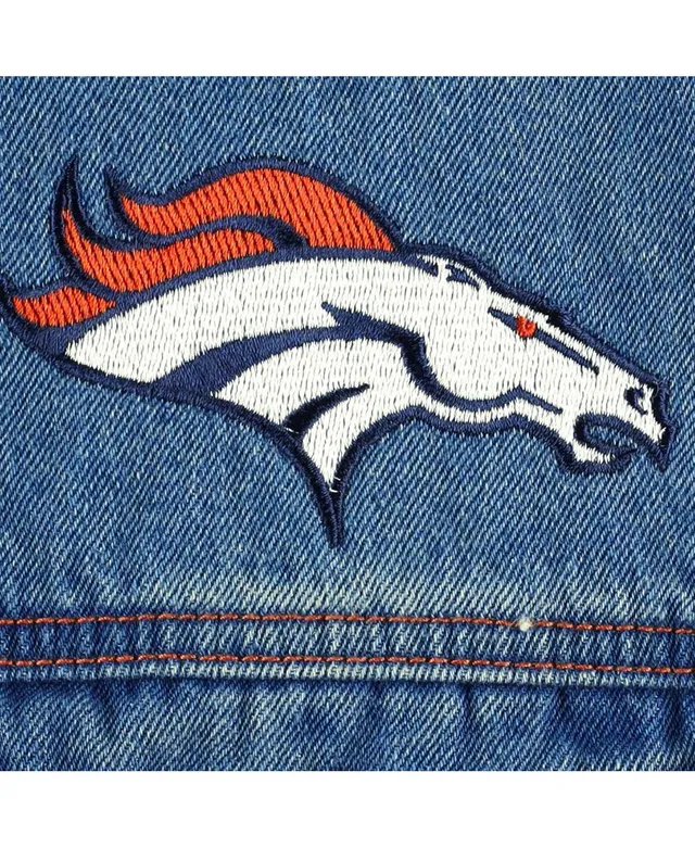 The Wild Collective Men's The Wild Collective Denim Denver Broncos Hooded  Full-Button Jacket