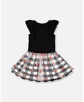 Girl Bi-Material Dress With Mesh And Vichy Skirt - Toddler|Child