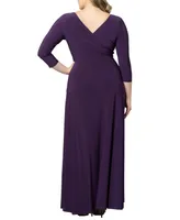 Kiyonna Plus Gala Glam V Neck Evening Gown