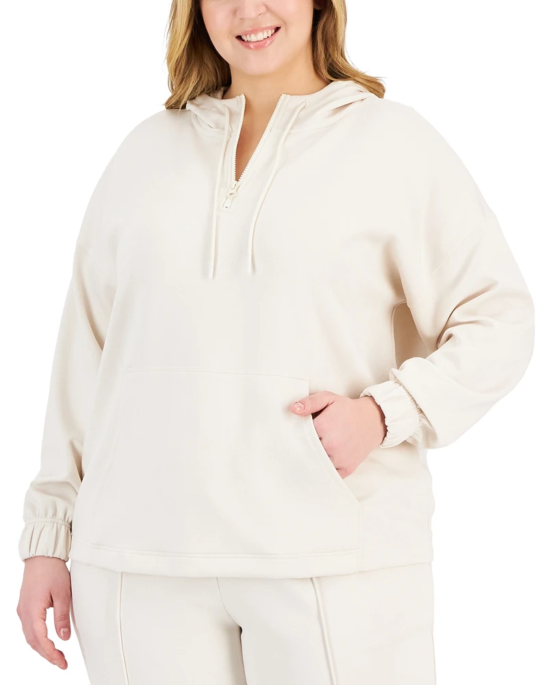 Id Ideology Plus Quarter Zip Hooded Sweatshirt, Created for Macy's