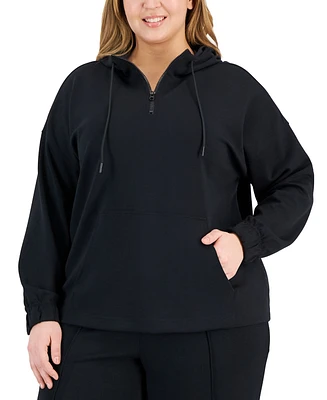 Id Ideology Plus Size Quarter Zip Hooded Sweatshirt, Created for Macy's