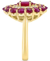 Effy Ruby (4-1/3 ct. t.w.) & Diamond (1/5 ct. t.w.) Flower Ring in 14k Gold