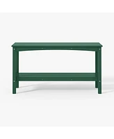 55" Outdoor Patio Hdpe Adirondack 2-Tier Shelf Console Table