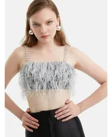 Nocturne Women's Beaded Strap Crop Top