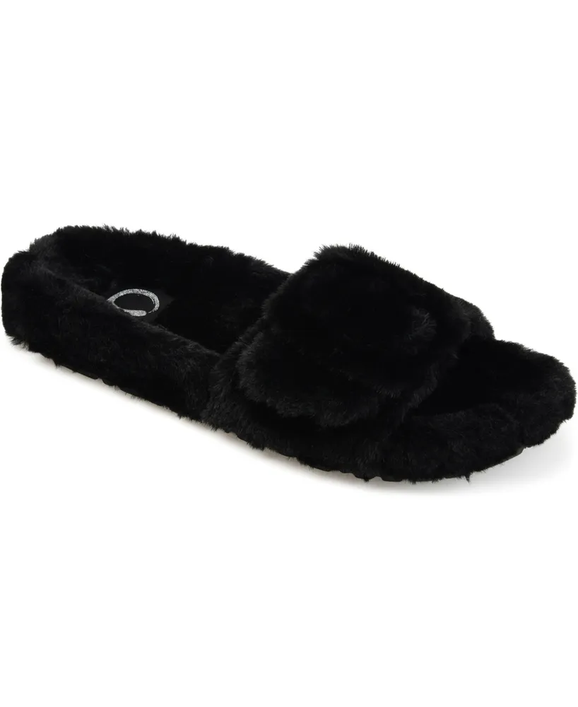 Journee Collection Women's Shadow Faux Fur Slide Slipper