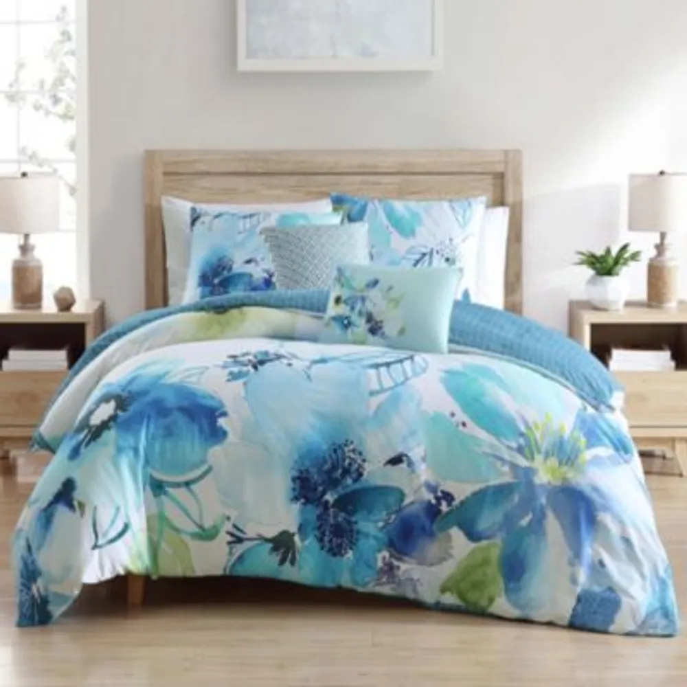 Bebejan Watercolor Blue 100 Cotton 5 Piece Reversible Comforter Set