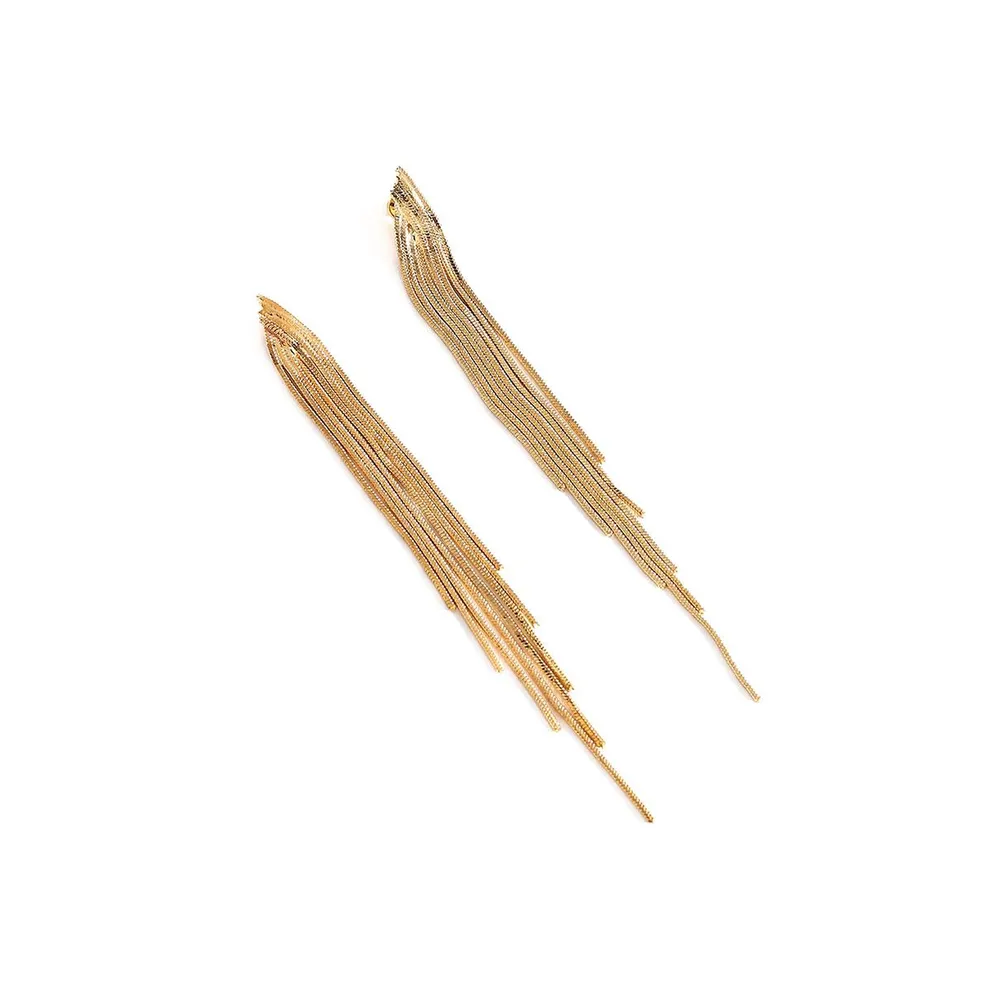 Sohi Women's Gold Metallic Chain Drop Earrings