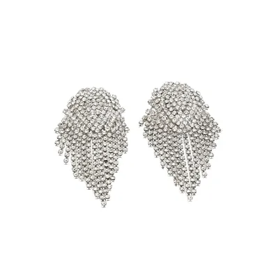 Sohi Women's Silver Bling Cluster Drop Earrings