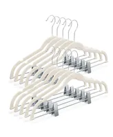 10-pack Velvet Hanger - Ultra-Thin Ivory Hangers with Clips - Non-slip Hangers for Skirts and Pants