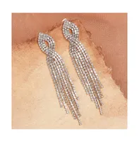 Sohi Women's Silver Bling Cluster Drop Earrings