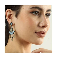 Sohi Women's Blue Teardrop Stone Drop Earrings