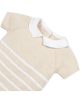 Hope & Henry Layette Baby Short Sleeve Peter Pan Collar Sweater Romper, Infant