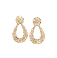 Sohi Women's Gold Textured Teardrop Earrings