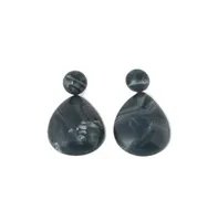 Sohi Women's Grey Textured Teardrop Earrings