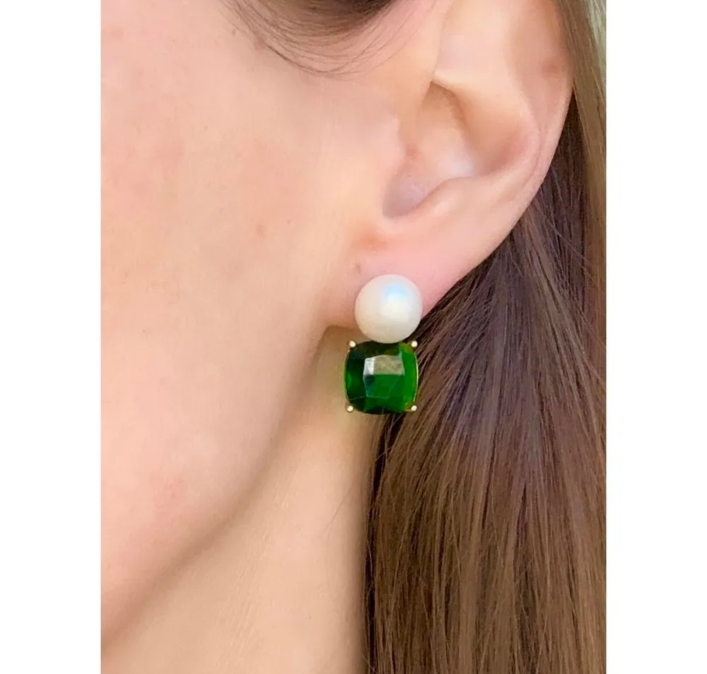Pearl and Emerald Crystal Drop Earring