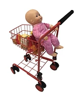 The New York Doll Collection Toy Shopping Cart Red