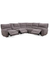 Deklyn 129" 6-Pc. Zero Gravity Fabric Sectional with 3 Power Recliners & 1 Console, Created for Macy's