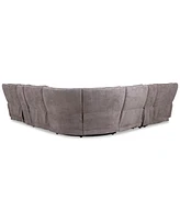 Closeout! Deklyn 129" 7-Pc. Zero Gravity Fabric Sectional with 3 Power Recliners & 2 Consoles, Created for Macy's