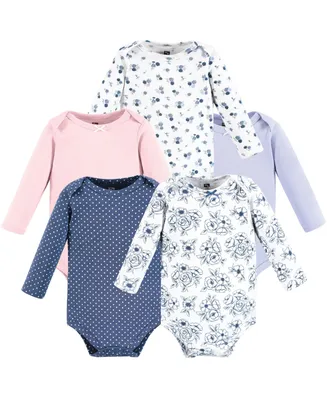 Hudson Baby Girls Cotton Long-Sleeve Bodysuits