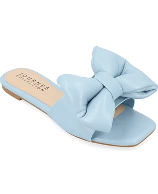 Journee Collection Women's Fayre Wide Width Oversized Bow Slip On Flat Sandals