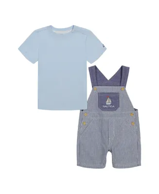 Nautica Baby Boys Short Sleeve T-shirt and Oxford Stripe Shortalls, 2 Piece Set