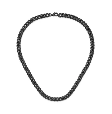 Chisel Stainless Steel Brushed Black Ip-plated 10mm Curb Necklace