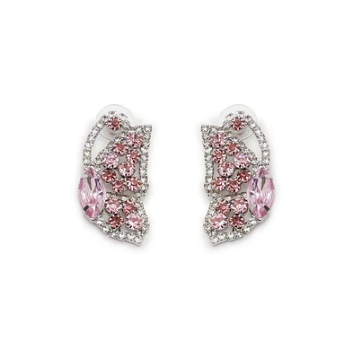 Sohi Women's Silver Bling Drop Earrings