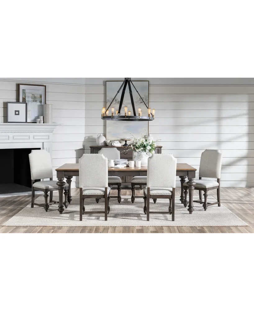 Mandeville 7pc Dining Set (Rectangular Table + 6 Upholstered Chairs)