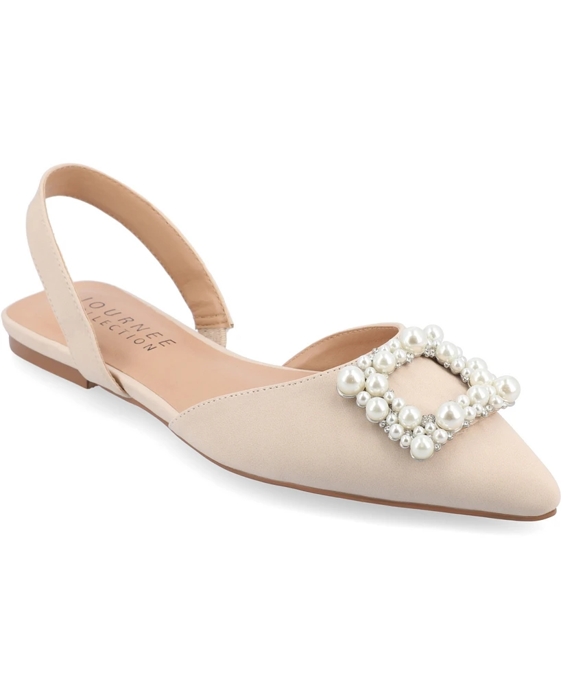 Journee Collection Women's Hannae Embellished Slingback Flats