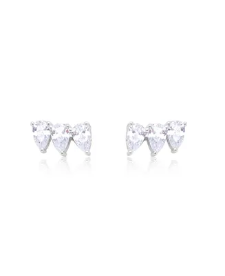 Etoielle White Gold Tone Cz Teardrop Studs Ear Climber Style Earrings