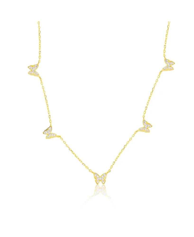 Etoielle Yellow Gold Tone Cz Butterfly Charm Necklace