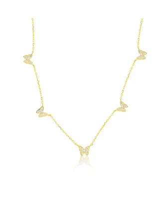 Etoielle Yellow Gold Tone Cz Butterfly Charm Necklace