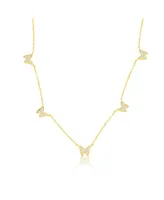 Etoielle Yellow Gold Tone Cz Butterfly Charm Necklace