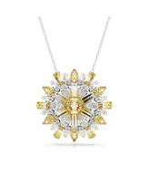 Swarovski Flower, Long, Yellow, Rhodium Plated Idyllia Pendant Necklace