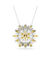 Swarovski Flower, Long, Yellow, Rhodium Plated Idyllia Pendant Necklace