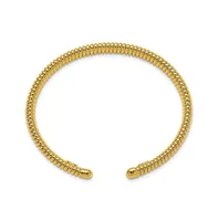 18k Yellow Gold and Grooved 4mm Cuff Bangle Bracelet