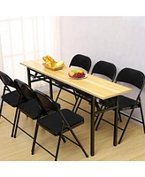 6-Pack Folding Chair Fabric Upholstered Padded Seat Metal Frame for Home Office Dining Room