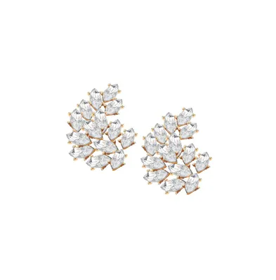 Sohi Women's White Embellished Stud Earrings