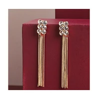 Sohi Women's Gold Embellished Chain Drop Earrings