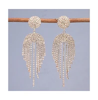 Sohi Women's Silver Bling Cluster Drop Earrings