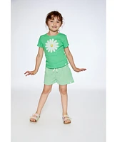 Girl Crinkle Jersey Top With Applique Spring Green - Child