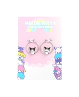 Sanrio Hello Kitty Womens Enamel Plated Hoop Earrings Officially Licensed - Kuromi