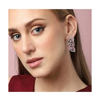 Sohi Women's Pink Embellished Abstract Drop Earrings