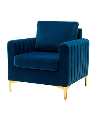 Velvet Tufted Arm Chair With Cushion back