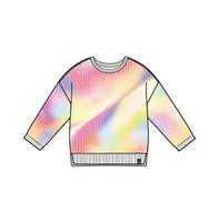 Girl Long Sleeve Mesh Top Rainbow Print