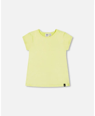 Girl Bright Shiny Rib T-Shirt Lime