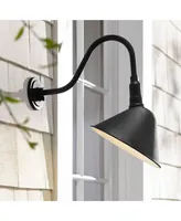 Neihart Rustic Industrial Outdoor Barn Wall Light Fixture Black Metal 18" Curving Gooseneck Arm Rlm for Exterior House Porch Patio Outside Deck Garage