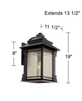 Hickory Point Farmhouse Rustic Mission Outdoor Wall Light Fixture Bronze Lantern 19" Frosted Cream Glass for Exterior House Porch Patio Outside Deck G