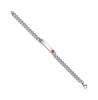 Chisel Stainless Steel Red Enamel Medical Id 8.5" Curb Bracelet